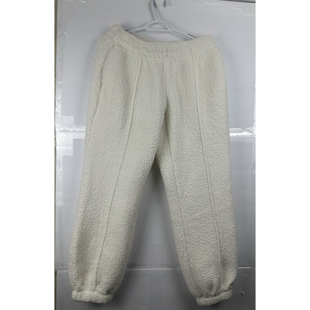 No Boundaries Women's White Sherpa Fleece Jogger Pants Size M (8-10) Soft